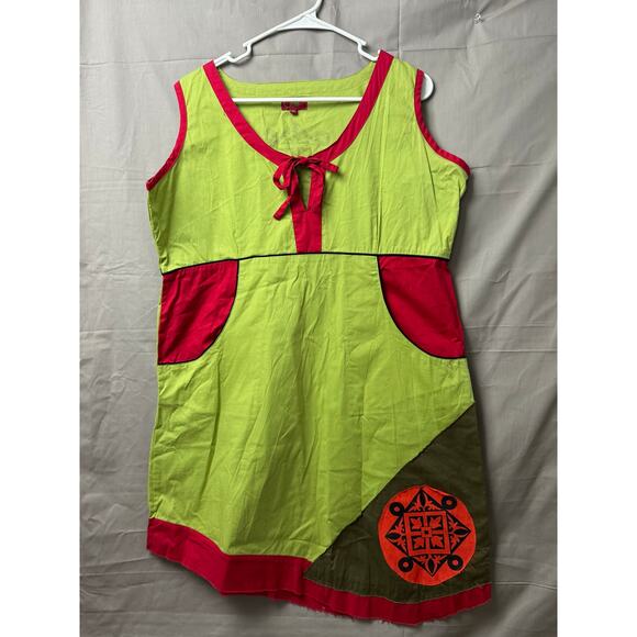 Coline Women's Colorful Sleeveless Dress with Asymmetric Hem, Size XL - Picture 1 of 6
